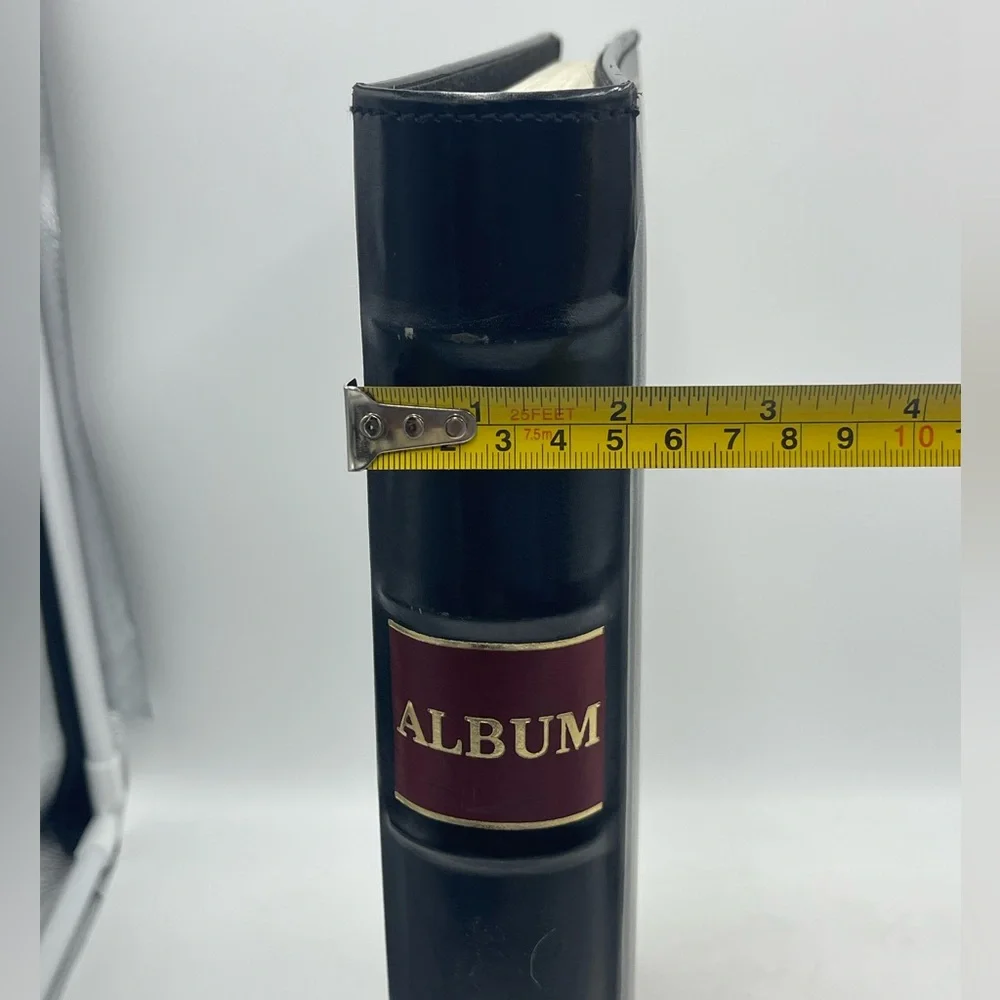 Pioneer: Black Bonded Leather D-Ring VTG 408 (4”x6”) Photo Album w/ Memo Column